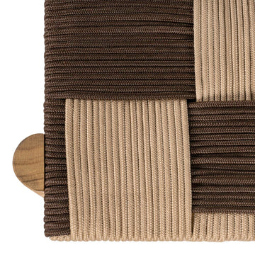 Denis 48" 2-Seat Backless 700-Lbs Support Acacia Wood Outdoor Bench With Checkerboard Woven Rope Seat